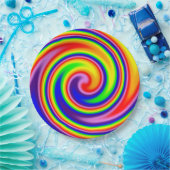 Gewundener Strudel-färbt weicher Fokus-Regenbogen Pappteller (Party)