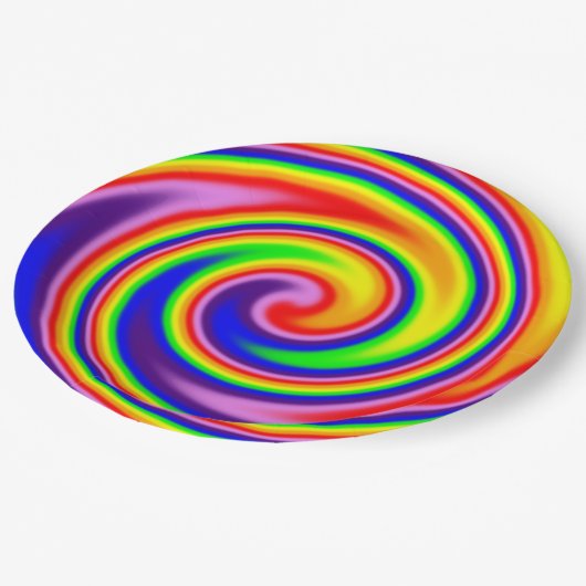 Gewundener Strudel-färbt weicher Fokus-Regenbogen Pappteller (Schrägansicht)