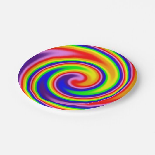 Gewundener Strudel-färbt weicher Fokus-Regenbogen Pappteller (Schrägansicht)