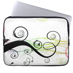 Gewundenes Muster mit Blätter und Kreisen Laptopschutzhülle