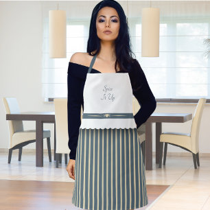 Gewürz des Lebens Blau und Beige gestreiftes Küche Schürze