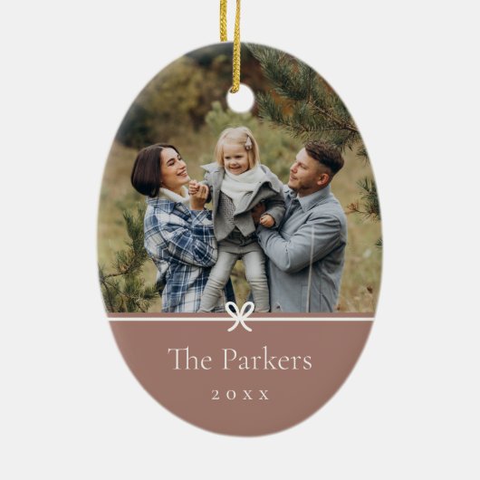 Gewürz | Einfaches Minimal Bow-Foto Keramik Ornament (Hinten)