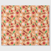 Gewürzäpfel und Blume im Herbst nahtlos gemütlich Geschenkpapier (Flach)