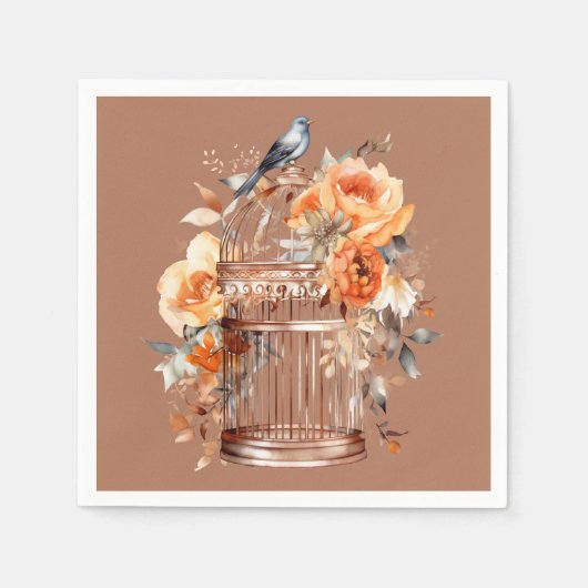 GewürzCider Orange Gold Blaue Birdcage Serviette (Vorderseite)