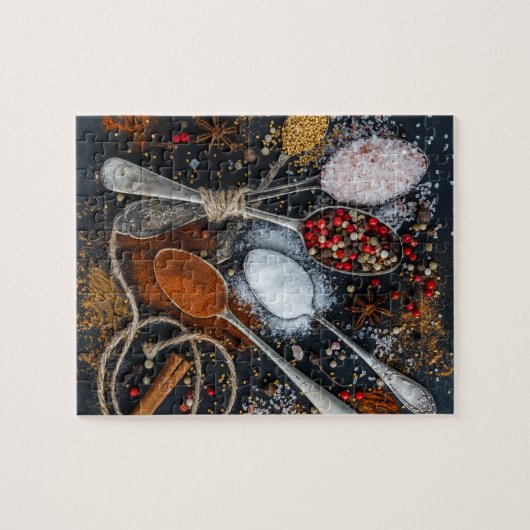 Gewürze auf Löffeln angeordnet Puzzle (Horizontal)