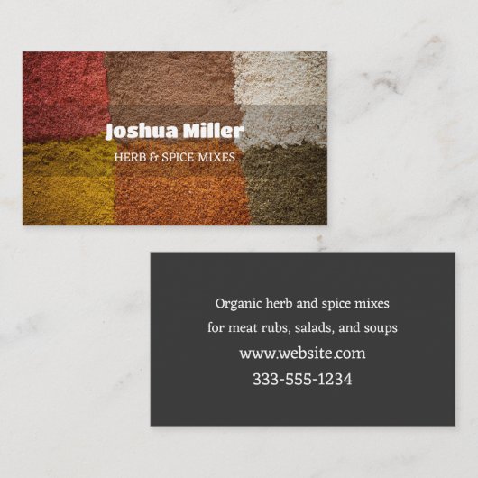 Gewürze für gemischte Kräuter Visitenkarte (Vorne/Hinten)