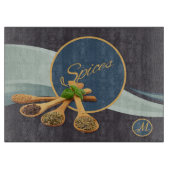 Gewürze Holzspange mit Gewürzmonogramm Schneidebrett (Vorderseite)