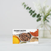 Gewürze und Kräuter in Zinnbehältern Visitenkarte (Stehend Vorderseite)