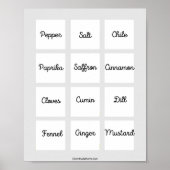 Gewürzetiketten für Koch Gourmetkoch Poster (Vorne)