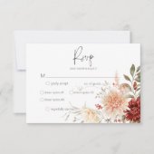 Gewürzfall Rost & Blush Boho Abendessen mit floral RSVP Karte (Vorderseite)