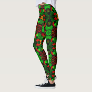 Gewürzige Formen, grün, rot und orange Leggings