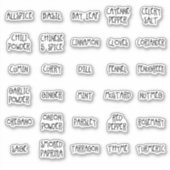 Gewürzjar-Etiketten lässiger Schriftart Aufkleber (Vorderseite)