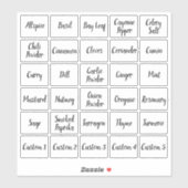 Gewürzmarken in benutzerdefinierten Skripten Aufkleber (Blatt)