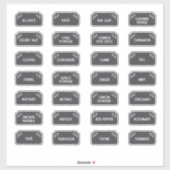 Gewürzmarken weiß auf schwarz aufkleber (Blatt)