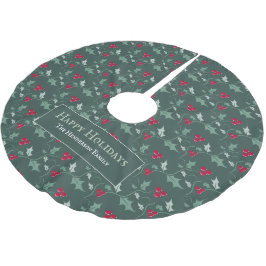 Gewürzmuster für grüne und rote Beeren Polyester Weihnachtsbaumdecke