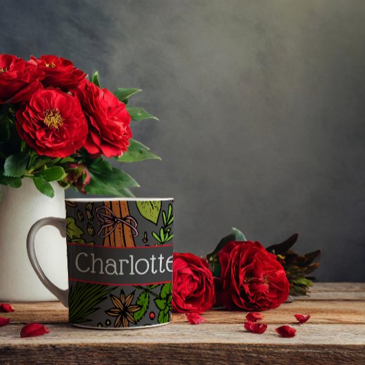 Gewürzmuster individuelle Name grau Kaffeetasse