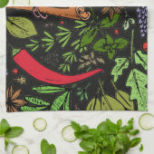 Gewürzmuster individuelle Name schwarz Geschirrtuch (Gefaltet)