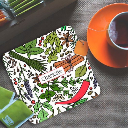 Gewürzmuster individuelle Name schwarz Rechteckiger Pappuntersetzer