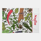 Gewürzmuster individuelle Name weiß Geschirrtuch (Horizontal)