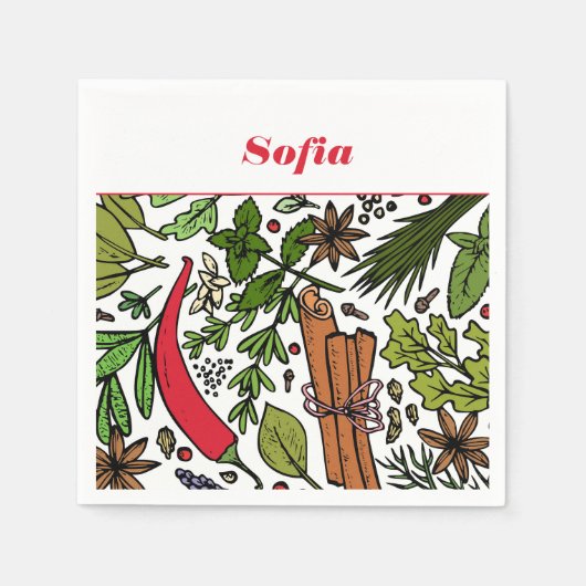 Gewürzmuster individuelle Name weiß Serviette (Vorderseite)