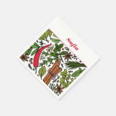 Gewürzmuster individuelle Name weiß Serviette (Ecke)