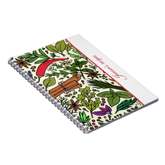 Gewürzmuster Küche Name Spiral Foto Notebook Notizblock (Rechte Seite)