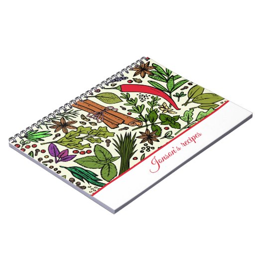 Gewürzmuster Küche Name Spiral Foto Notebook Notizblock (Linke Seite)