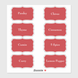 Gewürznacken Wasserdicht Elegante rote Pantry Labe Aufkleber