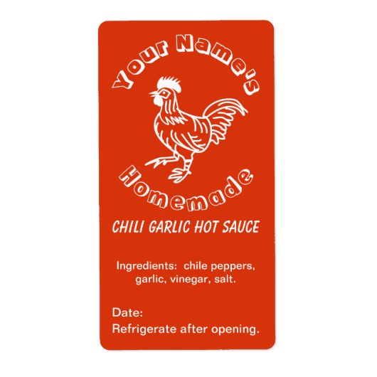 Gewürzroster Custom Hot Sauce Labels Chili Knoblau (Vorne)