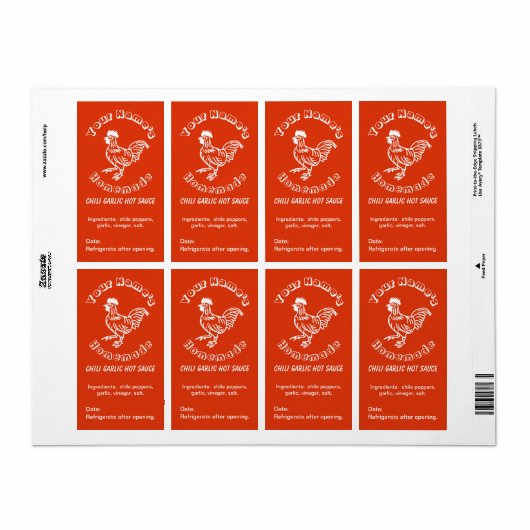 Gewürzroster Custom Hot Sauce Labels Chili Knoblau (Vorne)