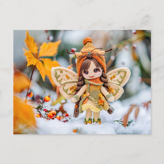 Gewürzte Blätter mit Schnee Feiertagspostkarte (Vorderseite)