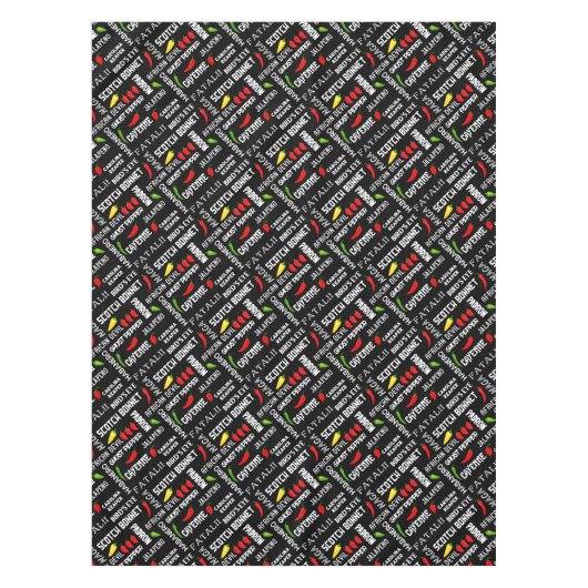 Gewürzter Chili Pepper Pattern | Hot Chiles Tischdecke (Vorderseite)