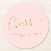 Gewürzter Minimalistischer Blush Pink Gold Custom  Runder Pappuntersetzer (Vorderseite)