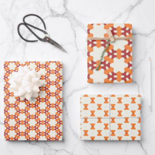 Gewürzter Orangenrot und Creme Geschenkpapier Set