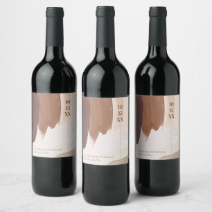 Gewürzter Terracotta   Monogram Wedding Wine Label Weinetikett