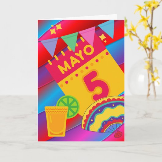 Gewürzter und lebendiger Cinco de Mayo auf Spanisc Karte (Gelbe Blume)