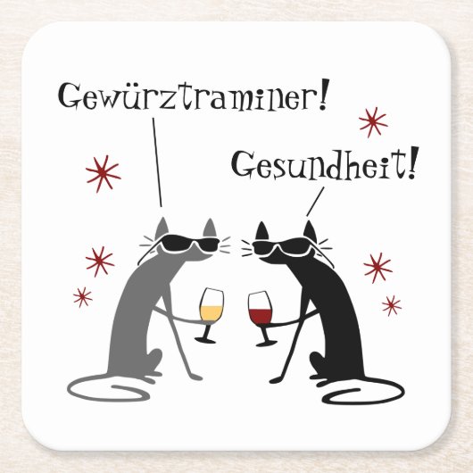 Gewurztraminer Gesundheit White Wine Quote Square Rechteckiger Pappuntersetzer (Vorderseite)