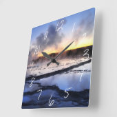 Geyser Smoke at Sunset Quadratische Wanduhr (Winkel)