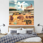 Geyser Tour mit Buffalo & Bear Surreal Collage Leinwanddruck (Insitu (Schlafzimmer))