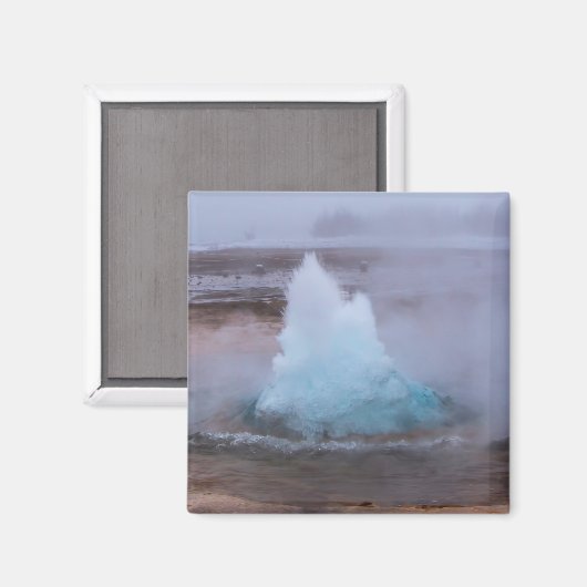 Geysir (heiße Quelle) in Island Magnet (Vorderseite/Rückseite)