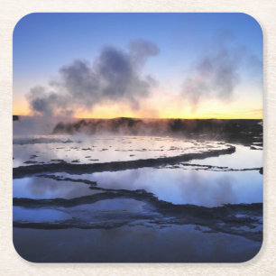 Geysir-Rauch am Sonnenuntergang Rechteckiger Pappuntersetzer