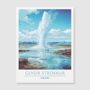 Geysir Strokkur Island Vintage Reise Magnetkarte