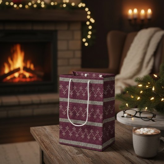 Gezackte Strickmuster-Papiergeschenktasche Mittlere Geschenktüte
