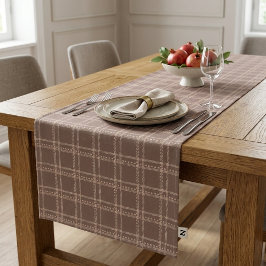 Gezacktes braunes Plaid-Tartan in herbstlicher Gem Kurzer Tischläufer