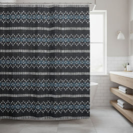 Gezacktes Strickmuster Schwarz und Grau  Duschvorhang