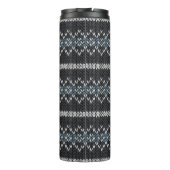 Gezacktes Strickmuster Schwarz und Grau Thermosbecher (Rückseite)