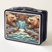 Gezähmte Raubüberfälle in wilden Gewässern Metall Brotdose (Vorderseite)