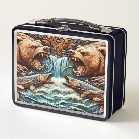 Gezähmte Raubüberfälle in wilden Gewässern Metall Brotdose (Vorderseite)