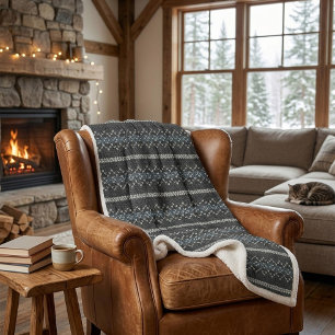 Gezahmtes Strickmuster Schwarz und Grau Sherpadecke