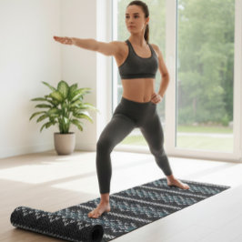 Gezahmtes Strickmuster Schwarz und Grau Yogamatte